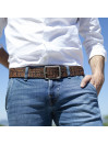 Lois men s belt in die-cut leather color