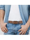 Ceinture en cuir véritable. Boucle à goupille unique. Confortable flexible et durable. Coffret cadeau. Pour s'habiller avec s